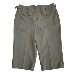 Larry Levine Women's Size 8 Medium Capri's Adjustable Stretch Pants Olive Green